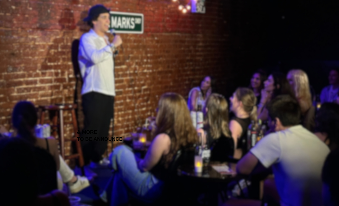 Comedian performing on stage at St. Marks Comedy Club